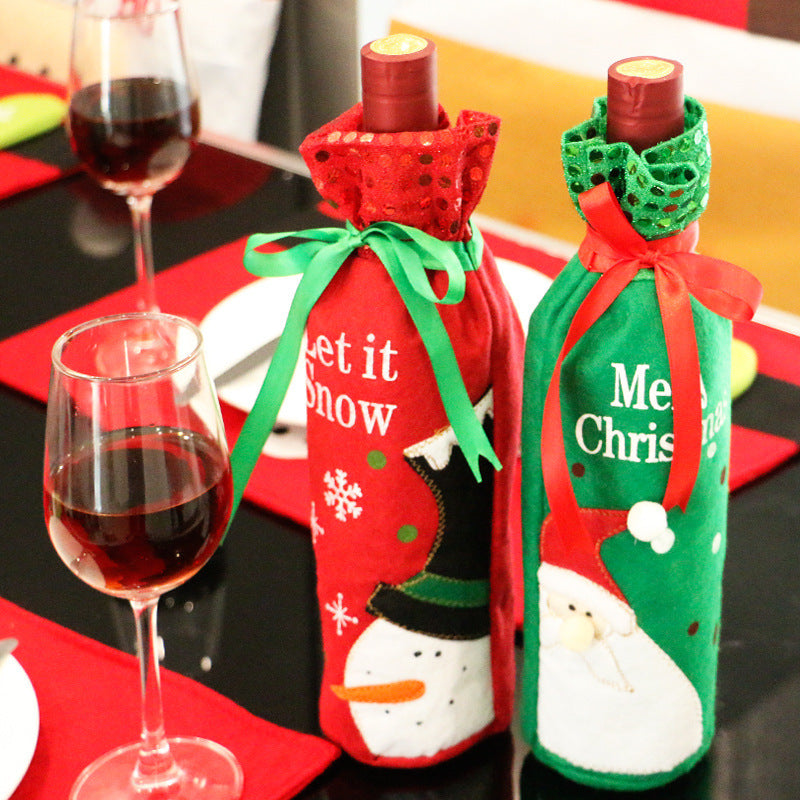 Christmas Ornament wine bottle set Christmas decorations red wine gift gift bag Christmas Ornament wine bottle set Christmas decorations red wine gift gift bag